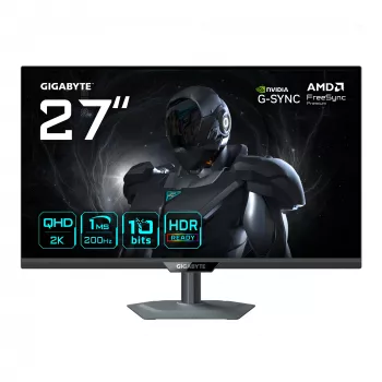GIGABYTE G27Q2 27” 2K QHD spēļu monitors - 2560 x 1440, 200Hz, 1ms, 350 cd/m², G-Sync saderīgs, FreeSync Premium, HDR10, HDMI 2.0, DisplayPort 1.4