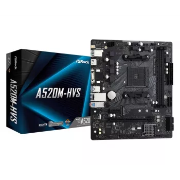 ASRock mātesplate A520M-HVS AM4 AMD A520 2 x DDR4 USB 3.2 SATA 3 7.1 kanālu HD Audio mATX