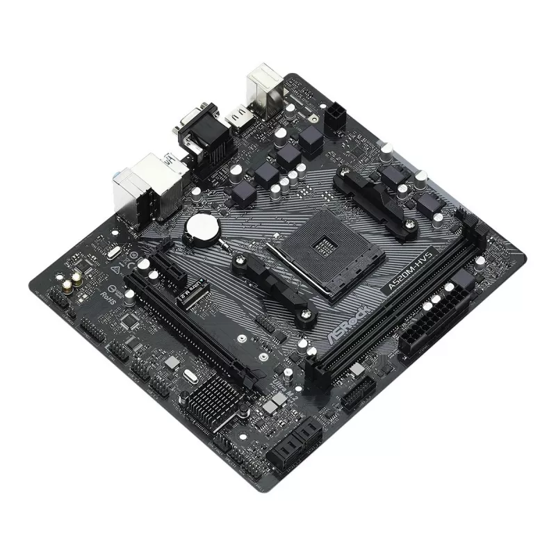 ASRock mātesplate A520M-HVS AM4 AMD A520 2 x DDR4 USB 3.2 SATA 3 7.1 kanālu HD Audio mATX