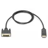 DIGITUS DisplayPort adaptera kabelis, DP - DVI (24+1) M/M, 2m ar fiksatoru, DP 1.2 savietojams, CE, melns