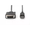 DIGITUS DisplayPort adaptera kabelis, DP - DVI (24+1) M/M, 2m ar fiksatoru, DP 1.2 savietojams, CE, melns