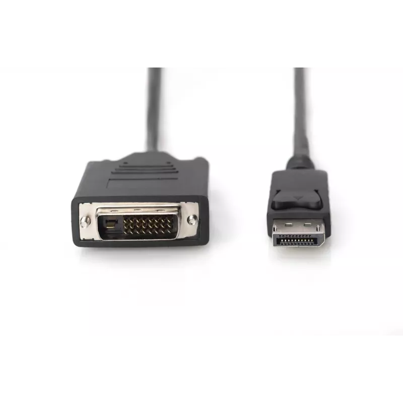DIGITUS DisplayPort adaptera kabelis, DP - DVI (24+1) M/M, 2m ar fiksatoru, DP 1.2 savietojams, CE, melns