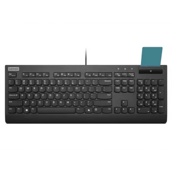 Viedais pilnizmēra vadu tastatūra Lenovo Smartcard Wired II — vācu izkārtojums, USB, 106 taustiņi, melna
