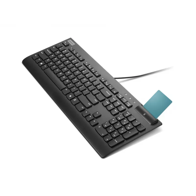 Viedais pilnizmēra vadu tastatūra Lenovo Smartcard Wired II — vācu izkārtojums, USB, 106 taustiņi, melna