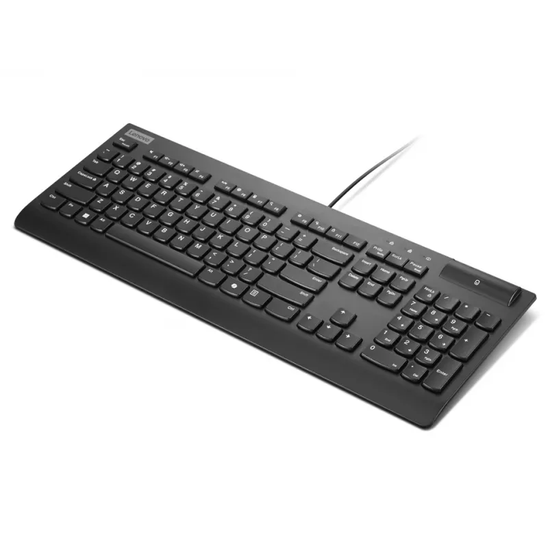 Viedais pilnizmēra vadu tastatūra Lenovo Smartcard Wired II — vācu izkārtojums, USB, 106 taustiņi, melna
