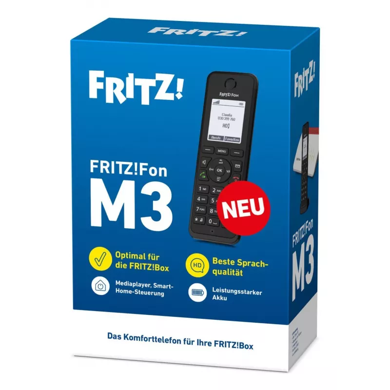 DECT telefons FRITZ Fon M3 Bezvadu klausule Zvanītāja ID Melns