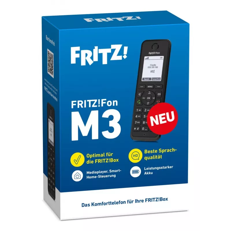 DECT telefons FRITZ Fon M3 Bezvadu klausule Zvanītāja ID Melns