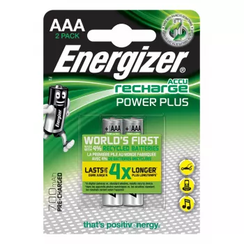 Uzlādējamā baterija Energizer Power Plus AAA NiMH 1.2 V, 2 gab., 44.5 mm x 10.5 mm, 11 g