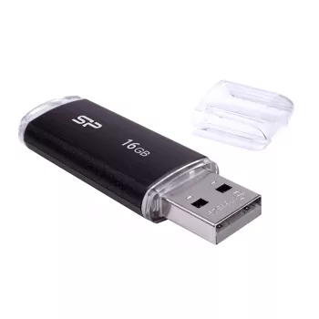 SILICON POWER Ultima U02 - 16GB USB zibatmiņa - USB 2.0 - Melna (moq-30)