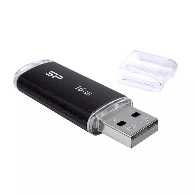 SILICON POWER Ultima U02 - 16GB USB zibatmiņa - USB 2.0 - Melna (moq-30)