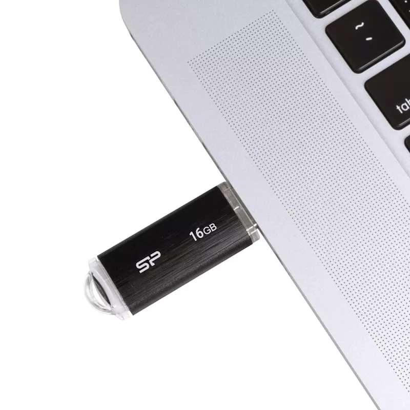 SILICON POWER Ultima U02 - 16GB USB zibatmiņa - USB 2.0 - Melna (moq-30)