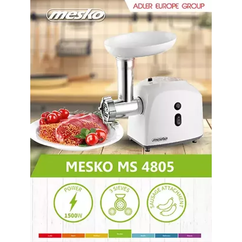 Gaļasmašīna Mesko Home MS 4805 600 W balta
