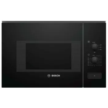 Iebūvējamā solo mikroviļņu krāsns Bosch Serie 4 BFL520MB0 — 800 W, 20 L, rotējoša vadība, melna