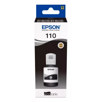 Tintes pudeles kārtridžs Epson XL 110 EcoTank melns — lielas ietilpības melnā tinte, līdz 7500 lappusēm