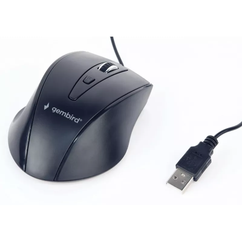 GEMBIRD USB optiskā labās rokas pele MUS-4B-02 — 1200 DPI, 4 pogas, vadu, melna