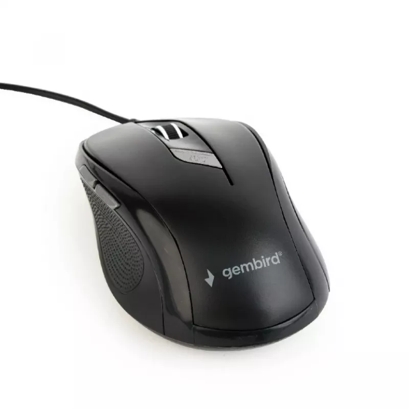 Optiskā pele GEMBIRD MUS-6B-01 – 6 pogas, ritenītis, USB, melna