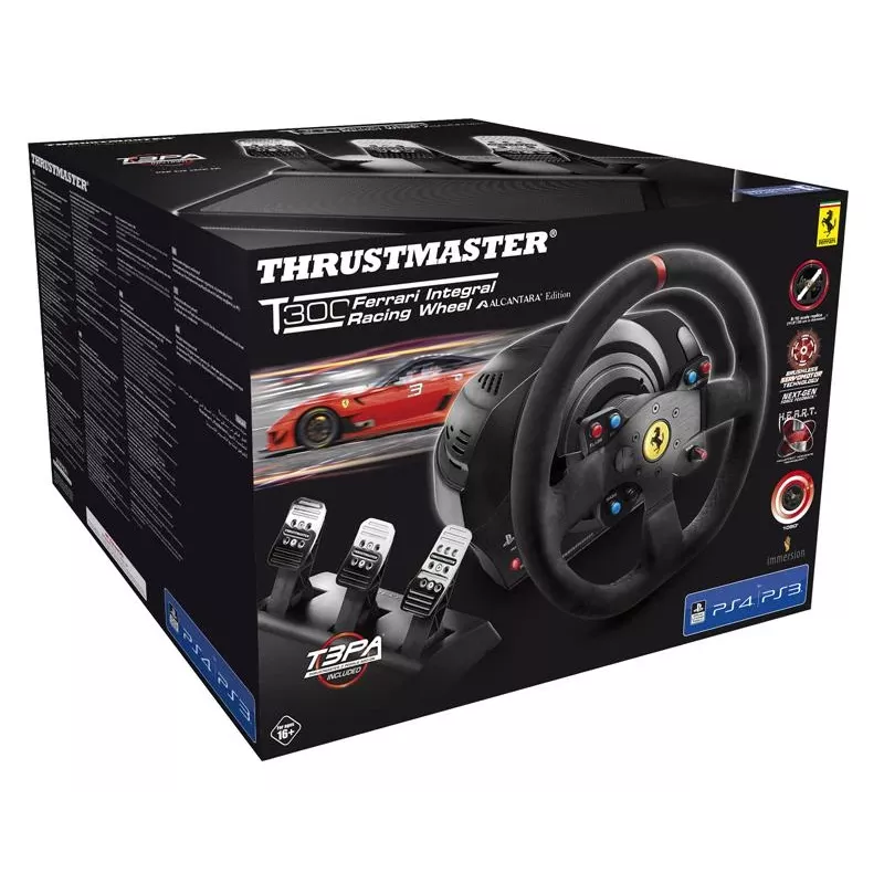 Thrustmaster T300 Ferrari Integral Racing Wheel Alcantara Edition Melns Stūre + Pedāļi Analogs / Ciparu PC, PlayStation 4, Playstation 3