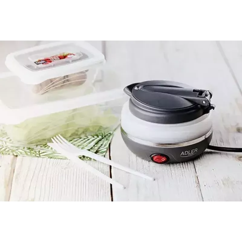 Elektriskā tējkanna Adler AD 1279 — 0,6 L, 750 W, plastmasas korpuss, pogu vadība, indikatora gaisma