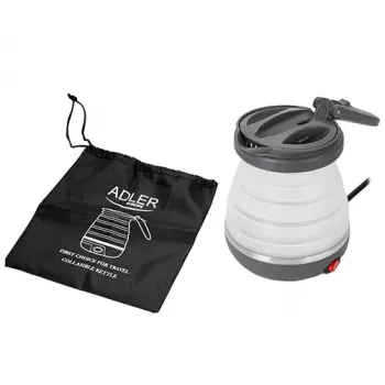 Elektriskā tējkanna Adler AD 1279 — 0,6 L, 750 W, plastmasas korpuss, pogu vadība, indikatora gaisma