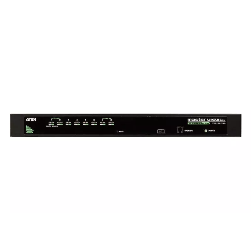 ATEN 8 portu USB - PS/2 VGA KVM slēdzis, 2048 x 1536 pikseļi, QXGA, stiprināšana statīvā, 5 W, 1U, melns