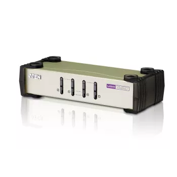 ATEN 4 portu USB - PS/2 VGA KVM slēdzis (iekļauti KVM kabeļi), 2048 x 1536 pikseļi, QXGA, 0,45 W, melns, pelēks