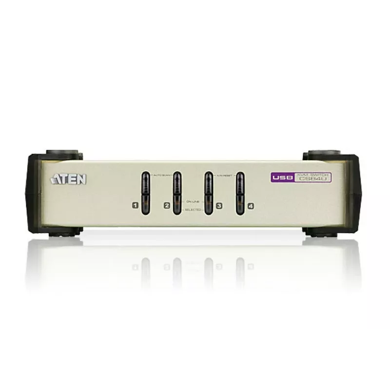 ATEN 4 portu USB - PS/2 VGA KVM slēdzis (iekļauti KVM kabeļi), 2048 x 1536 pikseļi, QXGA, 0,45 W, melns, pelēks