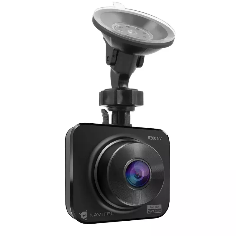 Videoreģistrators Navitel R200 NV — Full HD 1920×1080, 140° skata leņķis, 2 collu displejs, MicroSD līdz 64 GB, baterija un cigarešu aizdedzinātāja barošana