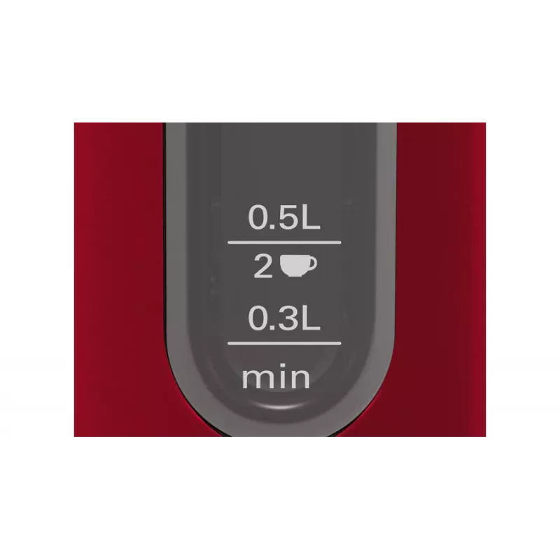 Bosch TWK4P434 elektriskā tējkanna — 1,7 L, 2400 W, melna/sarkana