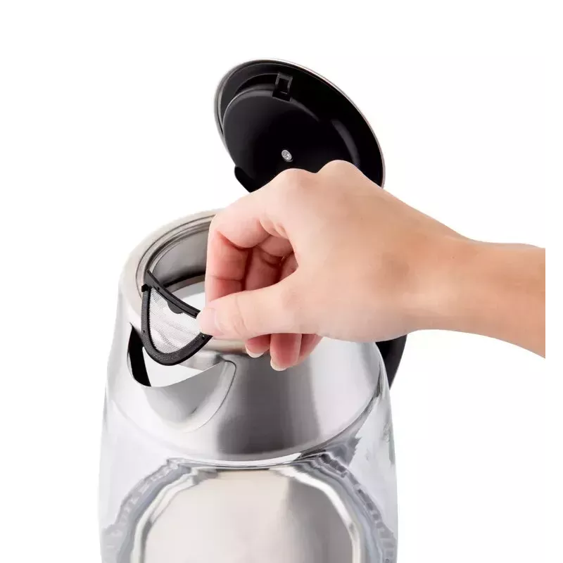 Elektriskā tējkanna ETA ETA915390000 — 1.5 L, 2200 W, nerūsējošais tērauds un caurspīdīgs stikls, melna