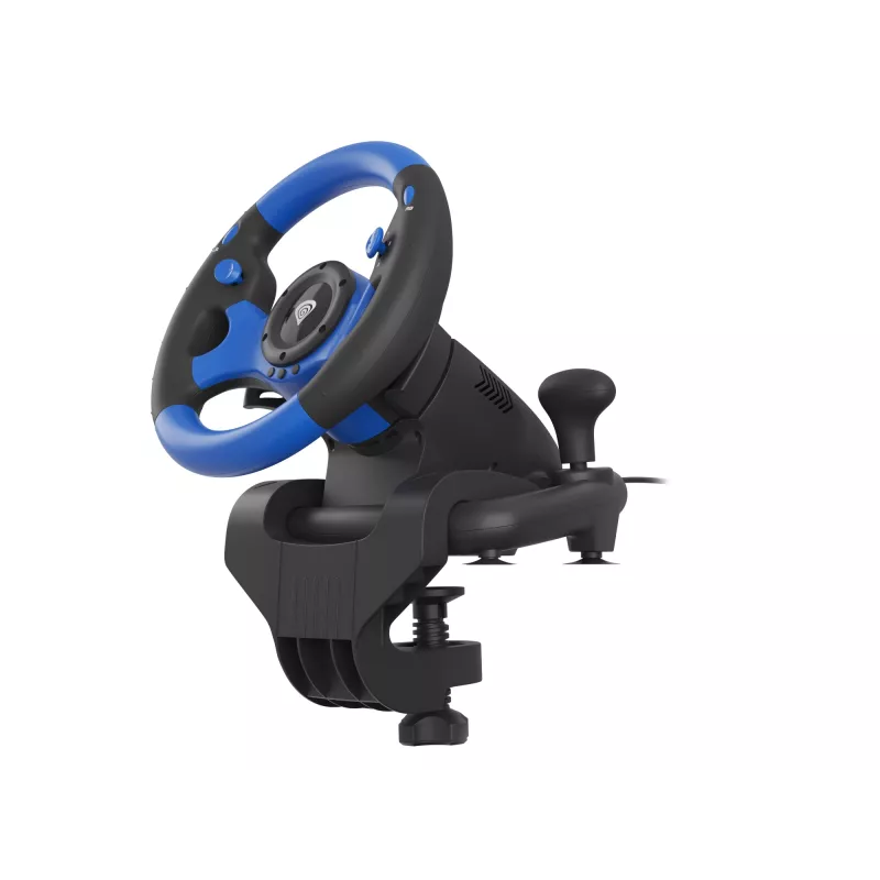 GENESIS Seaborg 350 Melns, Blue USB stūre + pedāļi Nintendo Switch, PC, PlayStation 4, Playstation 3, Xbox 360, Xbox One, Xbox Series S, Xbox Series X