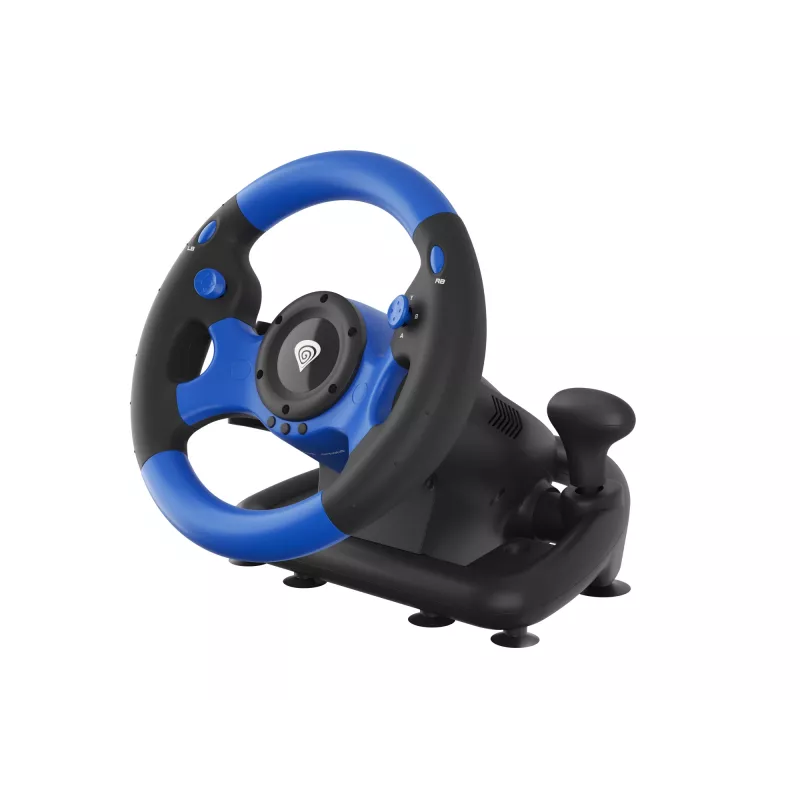 GENESIS Seaborg 350 Melns, Blue USB stūre + pedāļi Nintendo Switch, PC, PlayStation 4, Playstation 3, Xbox 360, Xbox One, Xbox Series S, Xbox Series X