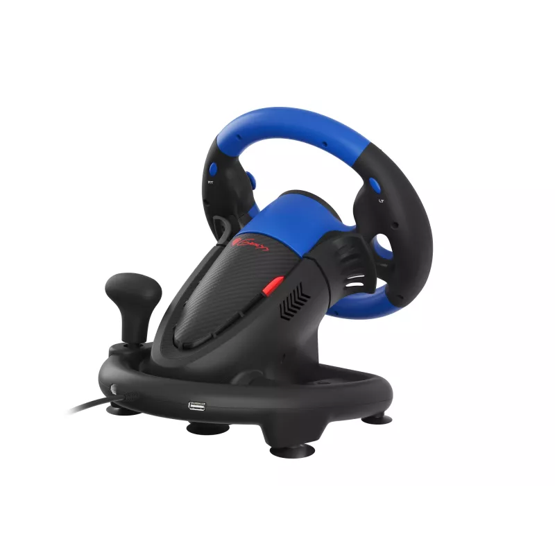 GENESIS Seaborg 350 Melns, Blue USB stūre + pedāļi Nintendo Switch, PC, PlayStation 4, Playstation 3, Xbox 360, Xbox One, Xbox Series S, Xbox Series X