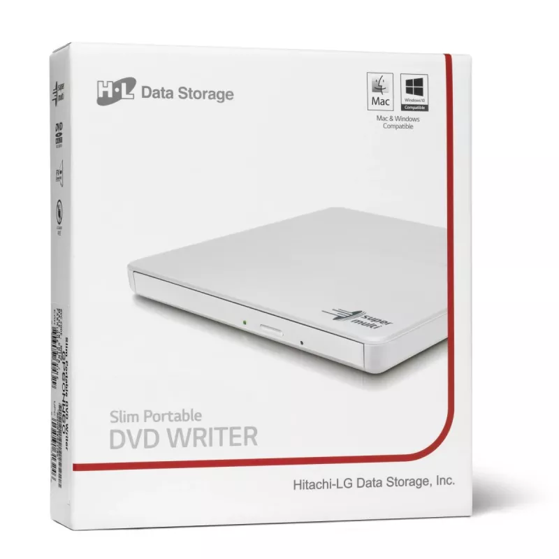 HITACHI-LG DATA STORAGE plāns pārnēsājams DVD rakstītājs - Gp60nw60 - USB 2.0 - balts