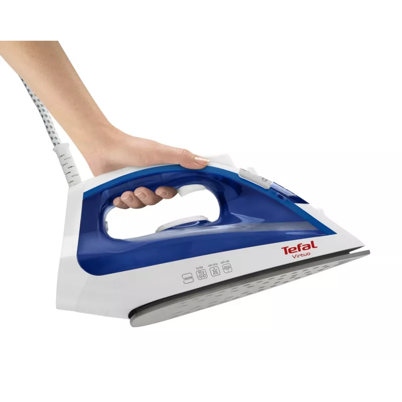 Tvaika gludeklis Tefal Virtuo FV1711 — 1800 W, Durilium zole, 0,2 L tvertne, vertikālais tvaiks, violets/balts