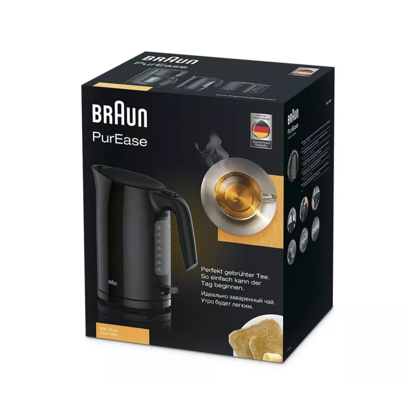 Braun PurEase WK 3100 BK elektriskā tējkanna 1.7 L 2200 W Melna