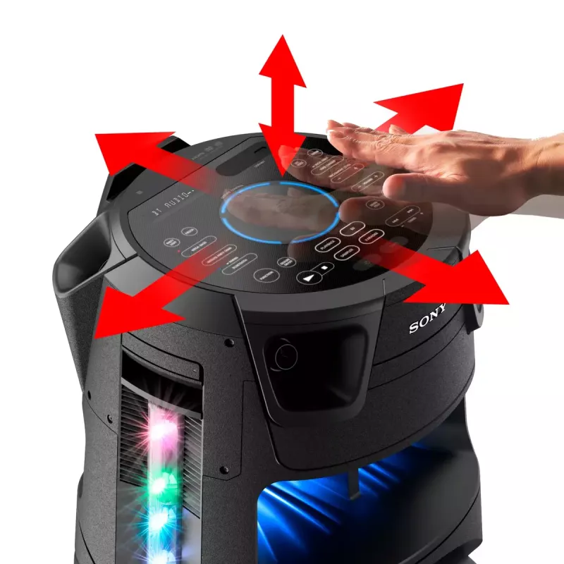 Sony MHC-V73D augstas jaudas Bluetooth® balles skaļrunis ar visvirziena balles skaņu un gaismu