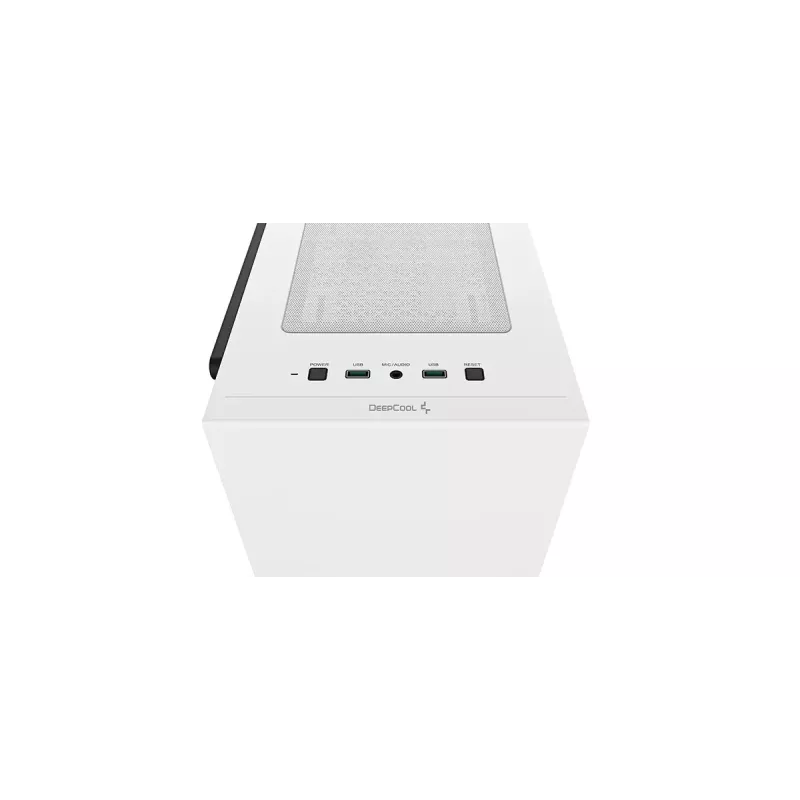 PC korpuss DeepCool MACUBE 110 WH Midi Tower — balts, rūdīts stikls, microATX, līdz 320 mm GPU, 165 mm CPU dzesētājs, 2x3,5 collu + 2x2,5 collu vietas