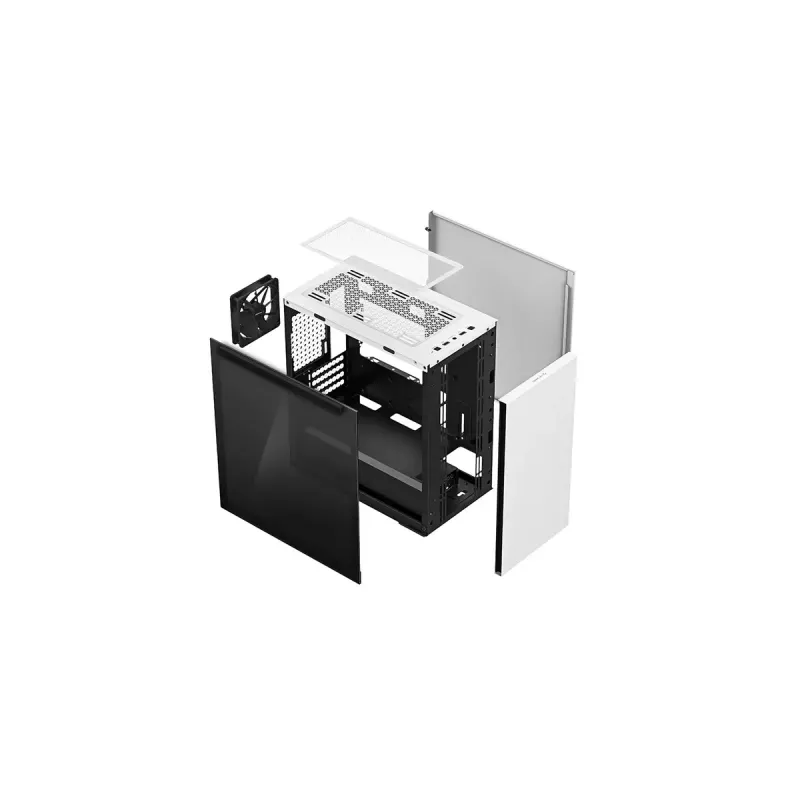 PC korpuss DeepCool MACUBE 110 WH Midi Tower — balts, rūdīts stikls, microATX, līdz 320 mm GPU, 165 mm CPU dzesētājs, 2x3,5 collu + 2x2,5 collu vietas