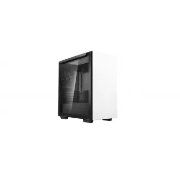 PC korpuss DeepCool MACUBE 110 WH Midi Tower — balts, rūdīts stikls, microATX, līdz 320 mm GPU, 165 mm CPU dzesētājs, 2x3,5 collu + 2x2,5 collu vietas