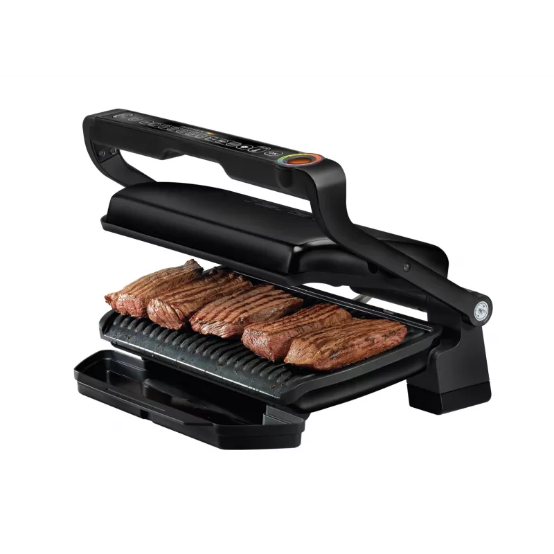 Kontaktu grils Tefal GC7228 — kontaktu grils, 800 cm² cepšanas virsma, regulējams termostats, melns nerūsējošais tērauds