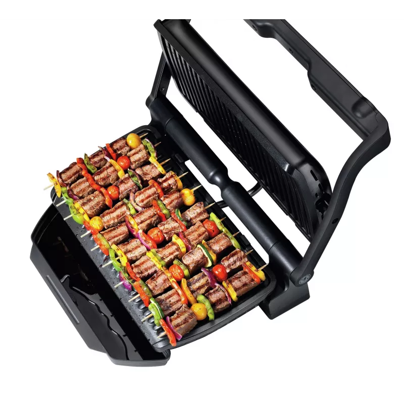 Kontaktu grils Tefal GC7228 — kontaktu grils, 800 cm² cepšanas virsma, regulējams termostats, melns nerūsējošais tērauds