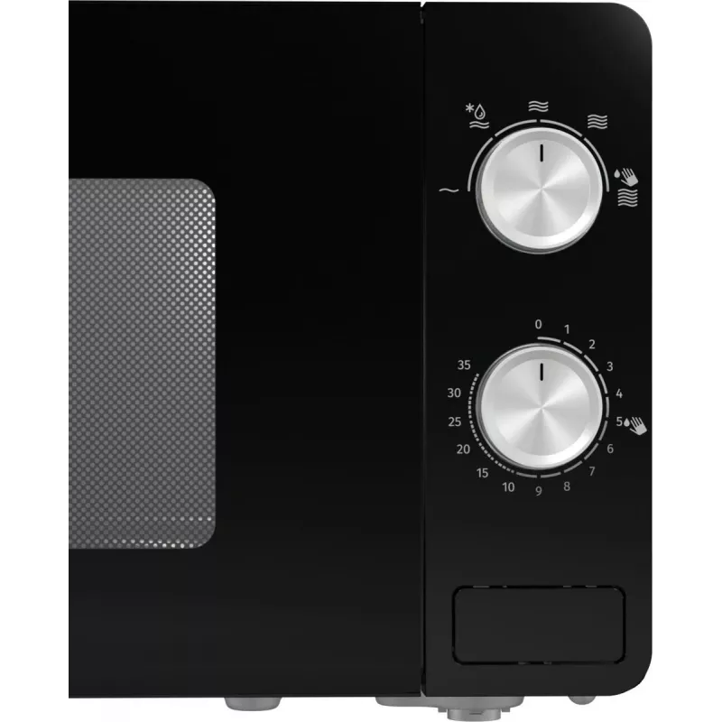 Solo mikroviļņu krāsns Gorenje MO20E1B — 20 L, 800 W, 5 jaudas līmeņi, 270 mm grozāmais paliktnis, melna