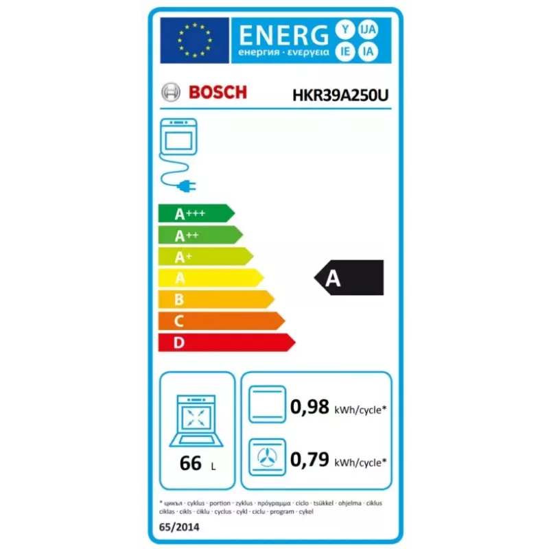 Brīvi stāvoša plīts Bosch Serie 4 HKR39A250U, keramikas virsma 4 zonas, cepeškrāsns 66 L, nerūsējošais tērauds, 600 mm