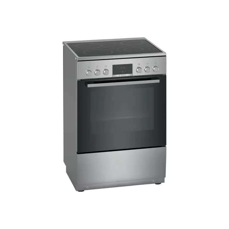 Brīvi stāvoša plīts Bosch Serie 4 HKR39A250U, keramikas virsma 4 zonas, cepeškrāsns 66 L, nerūsējošais tērauds, 600 mm