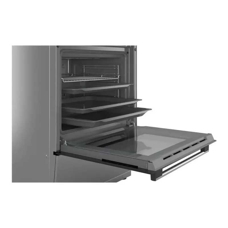 Brīvi stāvoša plīts Bosch Serie 4 HKR39A250U, keramikas virsma 4 zonas, cepeškrāsns 66 L, nerūsējošais tērauds, 600 mm