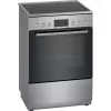 Brīvi stāvoša plīts Bosch Serie 4 HKR39A250U, keramikas virsma 4 zonas, cepeškrāsns 66 L, nerūsējošais tērauds, 600 mm