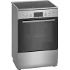 Brīvi stāvoša plīts Bosch Serie 4 HKR39A250U, keramikas virsma 4 zonas, cepeškrāsns 66 L, nerūsējošais tērauds, 600 mm