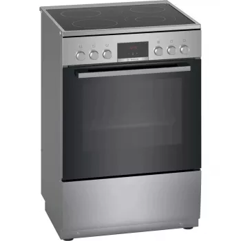 Brīvi stāvoša plīts Bosch Serie 4 HKR39A250U, keramikas virsma 4 zonas, cepeškrāsns 66 L, nerūsējošais tērauds, 600 mm