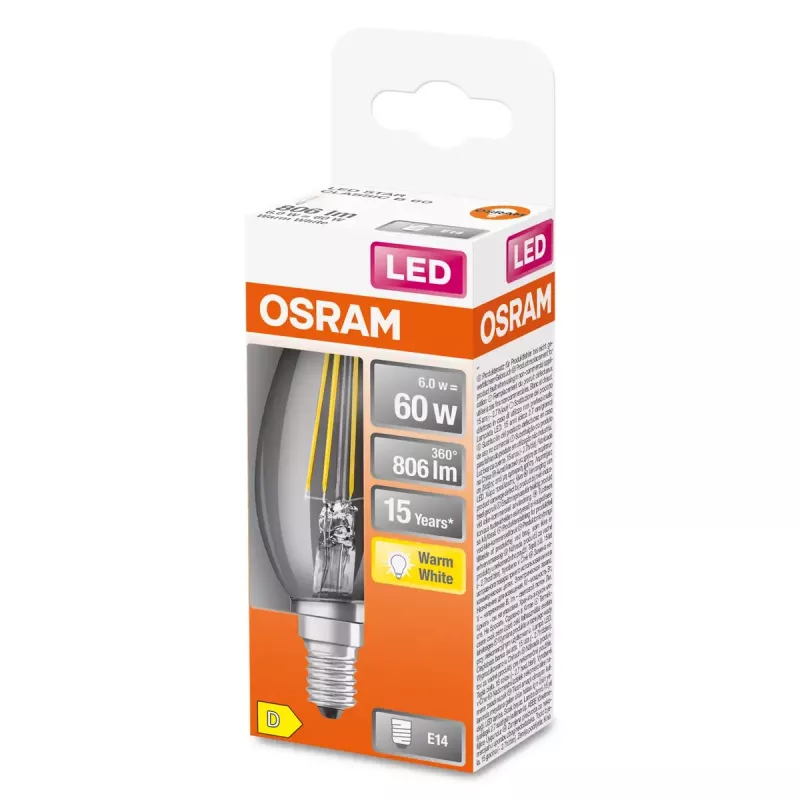LED spuldze Osram STAR silta balta 2700 K 5,5 W E14 D