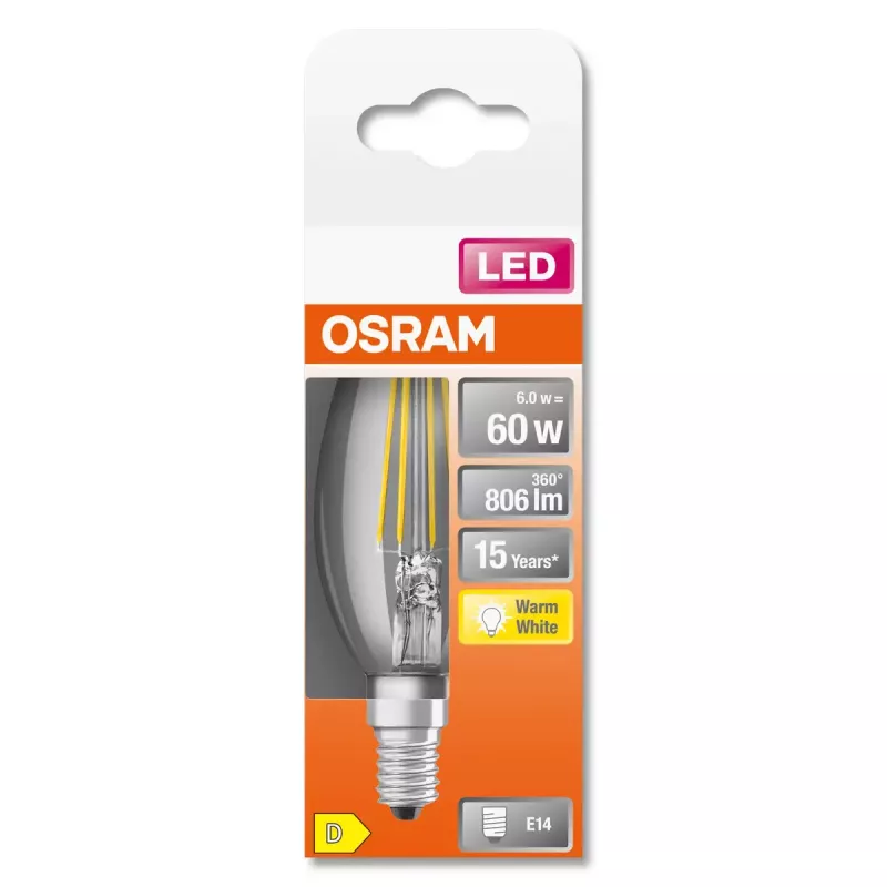 LED spuldze Osram STAR silta balta 2700 K 5,5 W E14 D